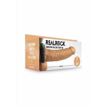 Realrock Vibrating Hollow Strap On Brown 23cm