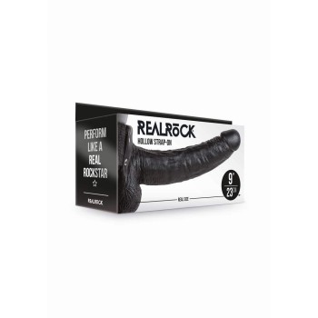 Realrock Hollow Strap On With Balls Black 27cm
