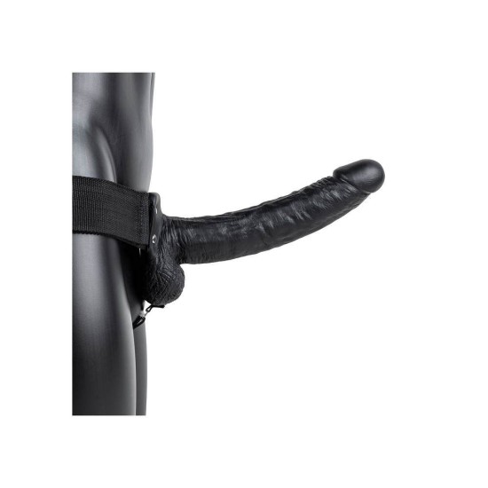 Realrock Hollow Strap On With Balls Black 27cm Sex Toys