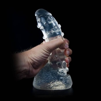 Κυρτό Πέος Με Κουκκίδες - Dark Crystal XL Dong With Dots Clear 22cm