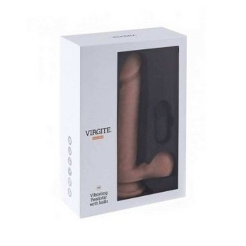 Ασύρματος Δονητής Σιλικόνης - Virgite R5 Vibrating Realistic Dong Beige 23cm