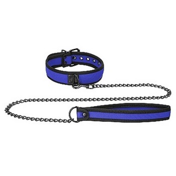 Ouch Neoprene Collar With Leash Blue