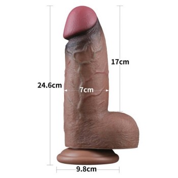 Μεγάλο Χοντρό Ομοίωμα Πέους - Dual Layered Silicone Cock XXL Brown 24cm
