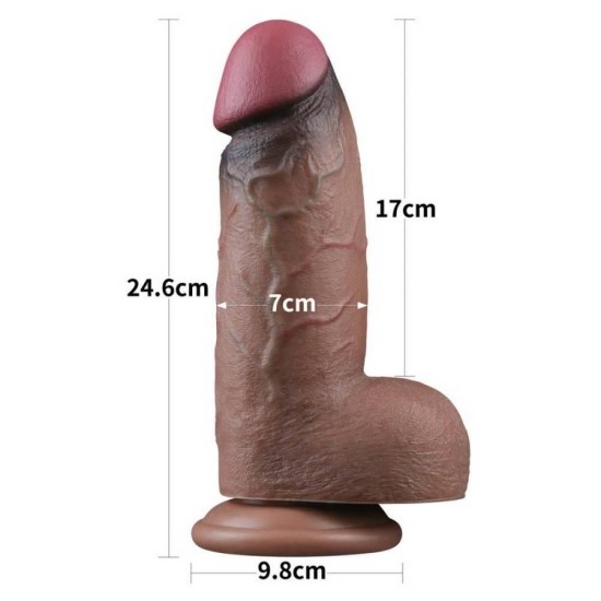 Μεγάλο Χοντρό Ομοίωμα Πέους - Dual Layered Silicone Cock XXL Brown 24cm Sex Toys 