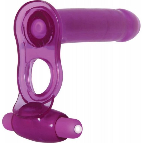 Δονούμενο Δαχτυλίδι Διπλής Διείσδυσης - Adam & Eve DP Fantasy Ring Purple Sex Toys 