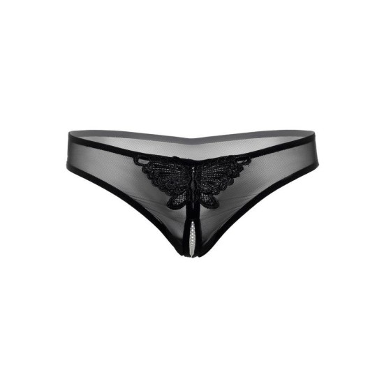 Indra Crotchless Beaded Thong Black Erotic Lingerie 