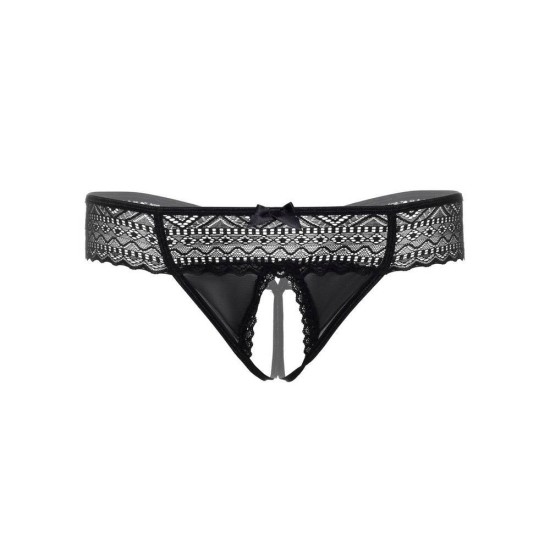 Roxanne Crotchless Lace String Black Erotic Lingerie 