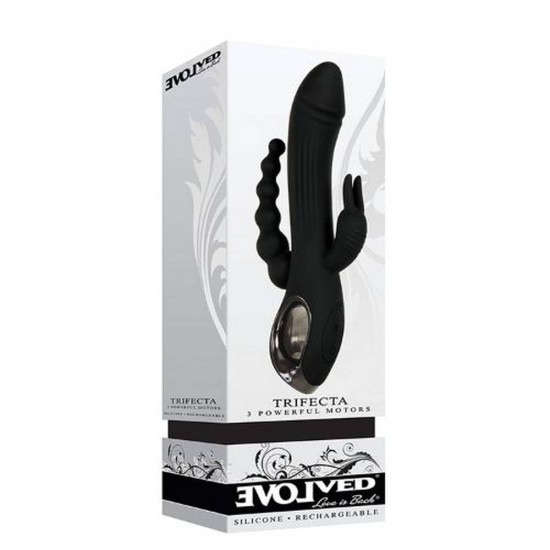 Ισχυρός Δονητής Τριπλής Διέγερσης – Evolved Trifecta Silicone Triple Vibrator Black Sex Toys 