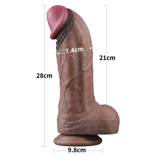 Μεγάλο Ρεαλιστικό Πέος - Silicone Dual Layered XXL Cock Brown 28cm Sex Toys 