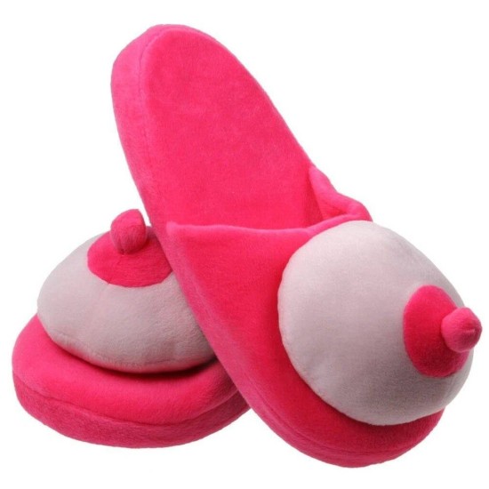 Χιουμοριστικές Παντόφλες Στήθος - Lovetoy Boobs Slippers Fuchsia Sex Toys 