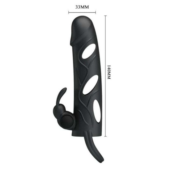 Κάλυμμα Πέους Με Δόνηση - Penis Sleeve With Clitoris Stimulator Black Sex Toys 