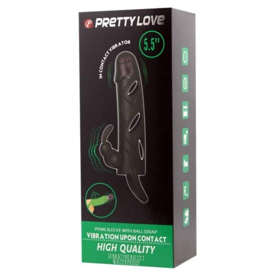 Penis Sleeve With Clitoris Stimulator Black Sex Toys