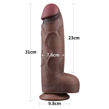 Μεγάλο Χοντρό Ομοίωμα Πέους - Dual Layered Silicone Cock XXL Brown 30cm
