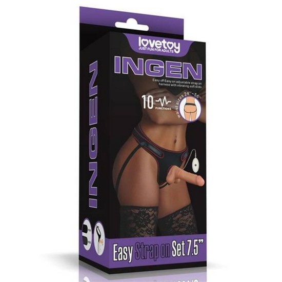 Δονούμενο Πέος Με Ζώνη - Vibrating Easy Strap On Set Beige 19cm Sex Toys 