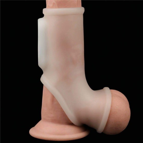Vibrating Silk Knights Ring With Scrotum Sleeve Sex Toys
