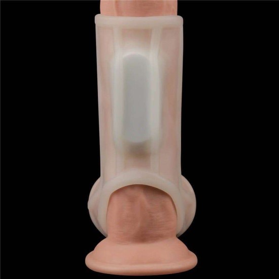 Vibrating Ridge Knights Ring With Scrotum Sleeve Sex Toys