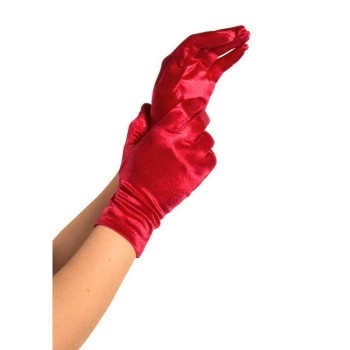 Leg Avenue Satin Wrist Length Gloves Red