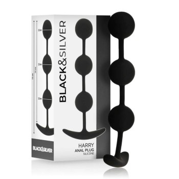 Harry Silicone Anal Beads Black 14cm