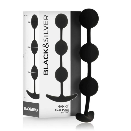 Πρωκτικές Μπάλες Σιλικόνης - Harry Silicone Anal Beads Black 14cm Sex Toys 