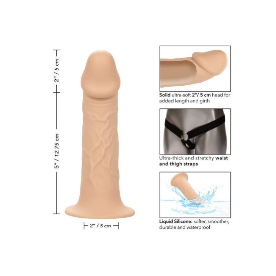 Lifelike Hollow Extension With Harness Beige 13cm Sex Toys