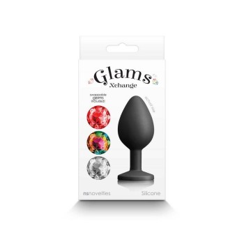 Σφήνα Με Χρωματιστά Κοσμήματα - Glams Xchange Butt Plug Round Medium