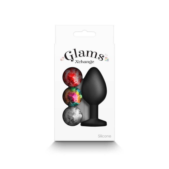 Σφήνα Με Χρωματιστά Κοσμήματα - Glams Xchange Butt Plug Round Medium Sex Toys 