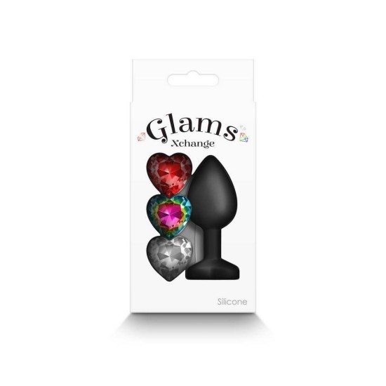 Σφήνα Με Χρωματιστά Κοσμήματα - Glams Xchange Butt Plug Heart Small Sex Toys 