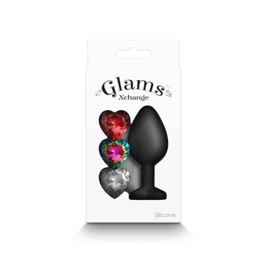 Σφήνα Με Χρωματιστά Κοσμήματα - Glams Xchange Butt Plug Heart Medium Sex Toys 