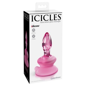 Γυάλινη Σφήνα Με Βεντούζα - Icicles No.90 Glass Plug With Suction Cup Pink