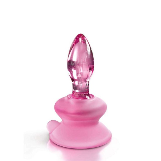 Γυάλινη Σφήνα Με Βεντούζα - Icicles No.90 Glass Plug With Suction Cup Pink Sex Toys 
