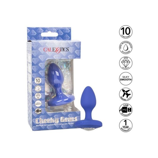 Δονούμενη Σφήνα Πρωκτού - Cheeky Gem Medium Rechargeable Vibrating Probe Blue Sex Toys 