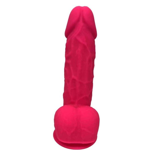 Μαλακό Πέος Σιλικόνης - Real Love Silicone Dildo With Balls Fuchsia 21cm Sex Toys 