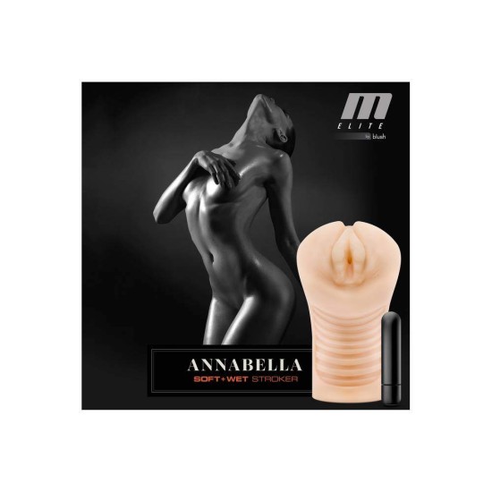 Δονούμενο Ομοίωμα Αιδοίου – Annabella Soft & Wet Vibrating Stroker Beige Sex Toys 