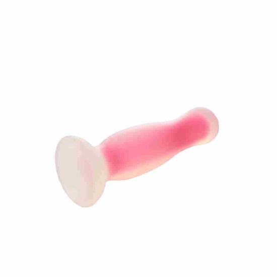 Φωσφοριζέ Σφήνα Σιλικόνης - Glow In The Dark Soft Silicone Plug Large Pink Sex Toys 