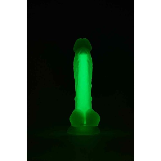 Φωσφοριζέ Ρεαλιστικό Πέος - Glow In The Dark Soft Silicone Dildo Small Green Sex Toys 