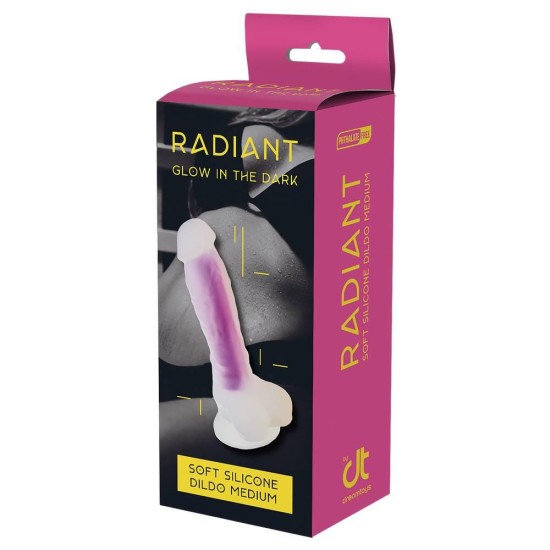 Φωσφοριζέ Ρεαλιστικό Πέος - Glow In The Dark Soft Silicone Dildo Medium Purple Sex Toys 