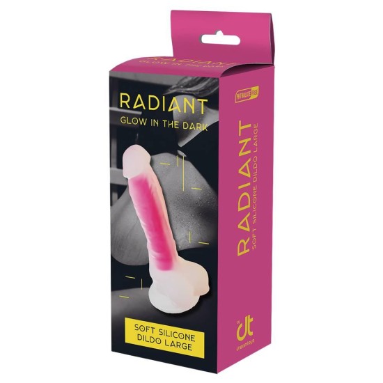 Φωσφοριζέ Ρεαλιστικό Πέος - Glow In The Dark Soft Silicone Dildo Large Pink Sex Toys 