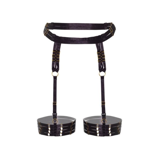 Waist & Thigh Harness Suspender Belt Black Fetish Toys 