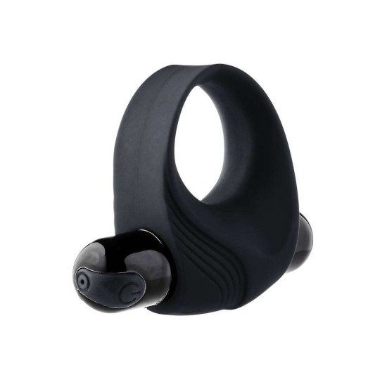Vibrating Cockring With Big Bullet Black Sex Toys
