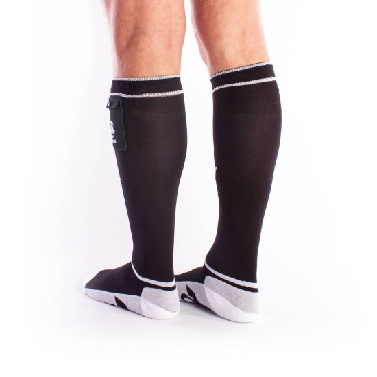 Σέξι Κάλτσες Με Τσέπες - Brutus Gas Mask Party Socks With Pockets Black/White Ερωτικά Εσώρουχα 
