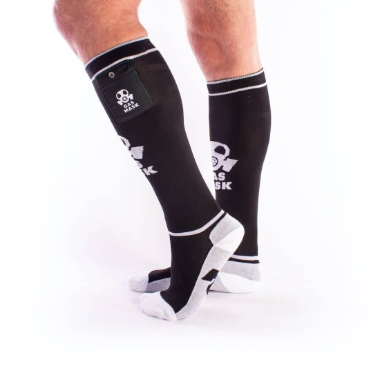 Σέξι Κάλτσες Με Τσέπες - Brutus Gas Mask Party Socks With Pockets Black/White Ερωτικά Εσώρουχα 