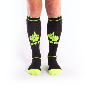 Σέξι Κάλτσες Με Τσέπες - Brutus Fuck Party Socks With Pockets Black/Neon Yellow
