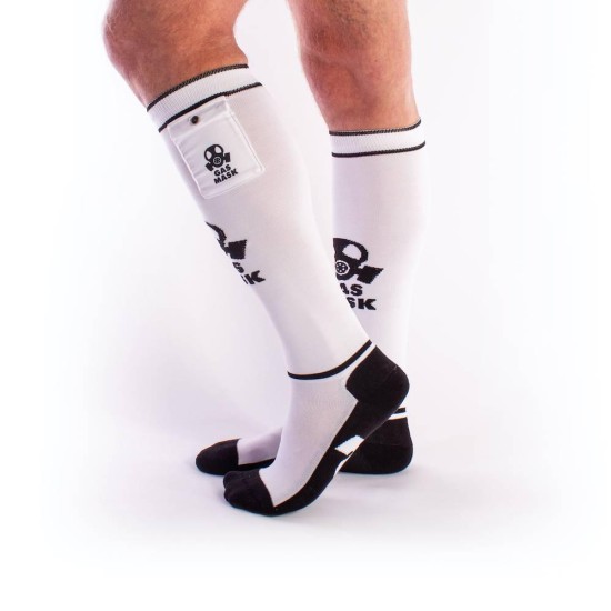 Σέξι Κάλτσες Με Τσέπες - Brutus Gas Mask Party Socks With Pockets White/Black Ερωτικά Εσώρουχα 