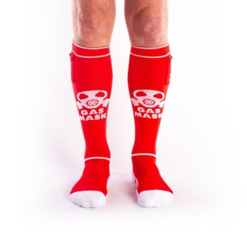 Brutus Gas Mask Party Socks With Pockets Red/White