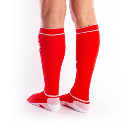 Σέξι Κάλτσες Με Τσέπες - Brutus Gas Mask Party Socks With Pockets Red/White Ερωτικά Εσώρουχα 