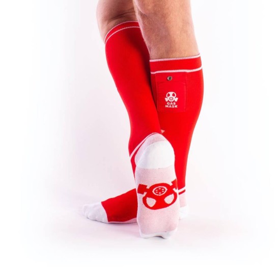 Brutus Gas Mask Party Socks With Pockets Red/White Erotic Lingerie 