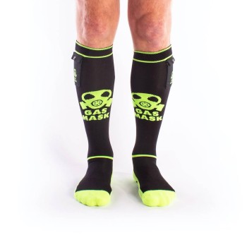 Σέξι Κάλτσες Με Τσέπες - Brutus Gas Mask Party Socks With Pockets Black/Neon Yellow