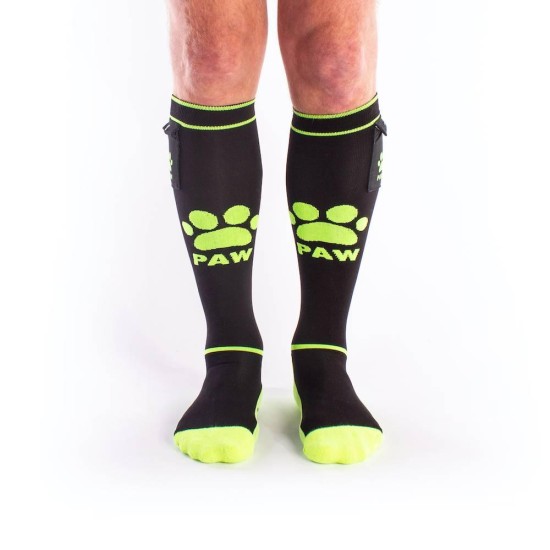 Brutus Puppy Party Socks With Pockets Black/Neon Yellow Erotic Lingerie 