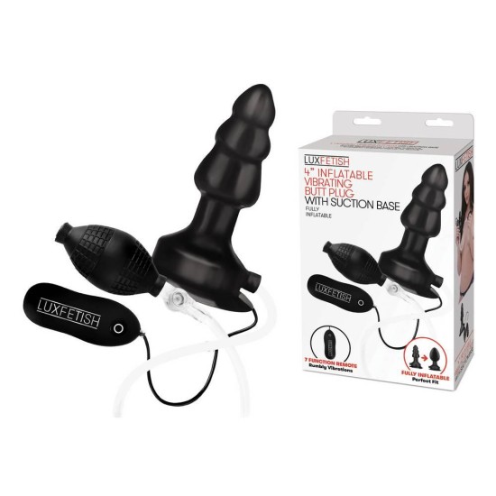 4” Inflatable Vibrating Butt Plug With Suction Base Sex Toys