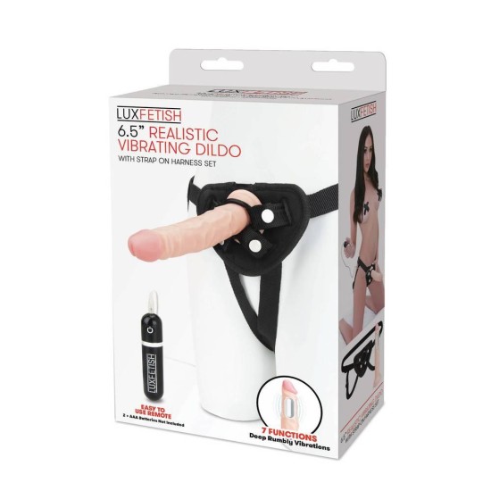 Σετ Δονούμενο Ομοίωμα Πέους και Ζώνη - 6.5" Realistic Vibrating Dildo & Strap-on Harness Set Sex Toys 